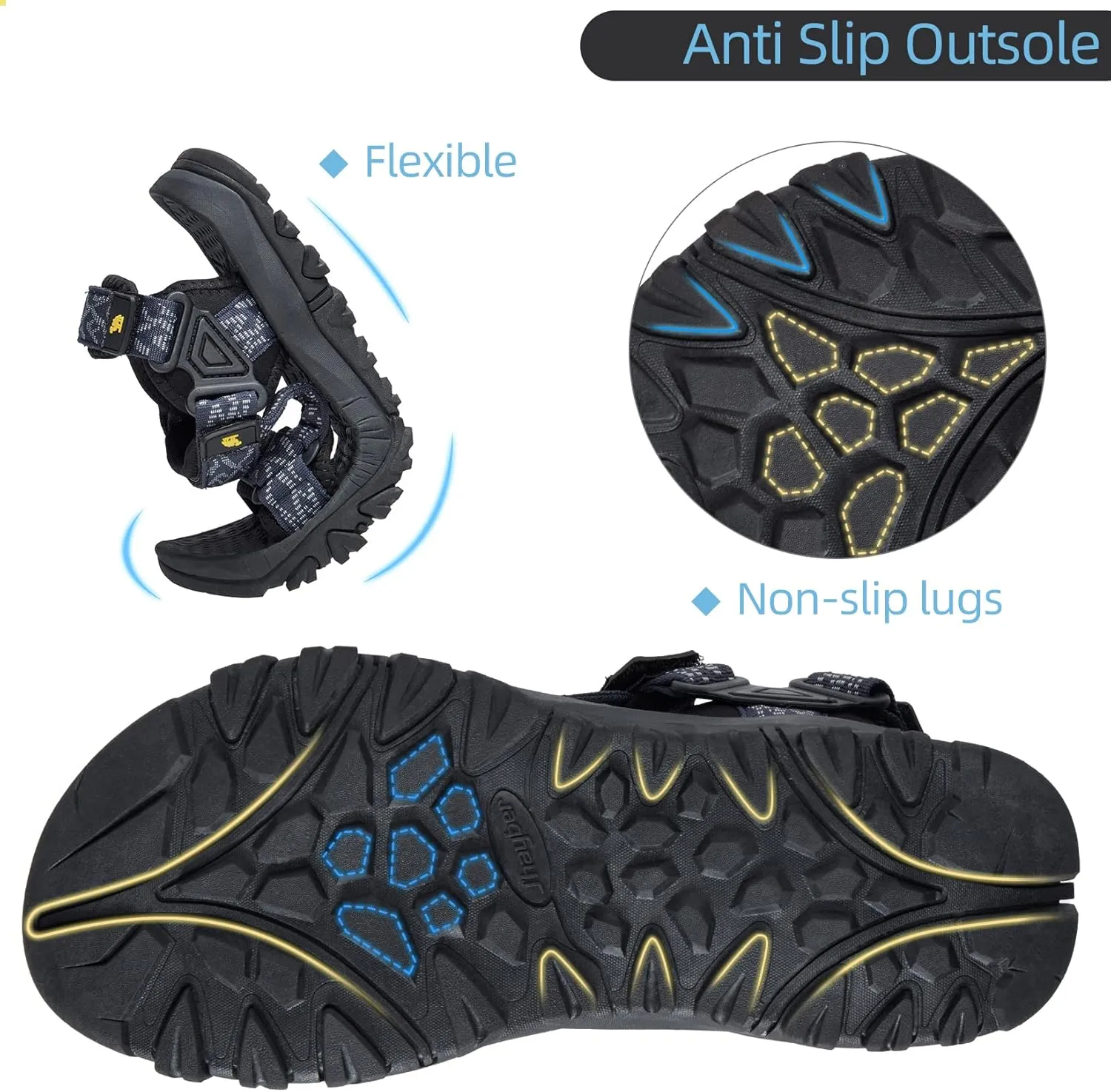 CAMELSPORTS Men??s Sandals Hiking Athletic Sandals Non-slip Water Sandals Comfortable Sport Sandals Open Toe Casual Beach Sandals