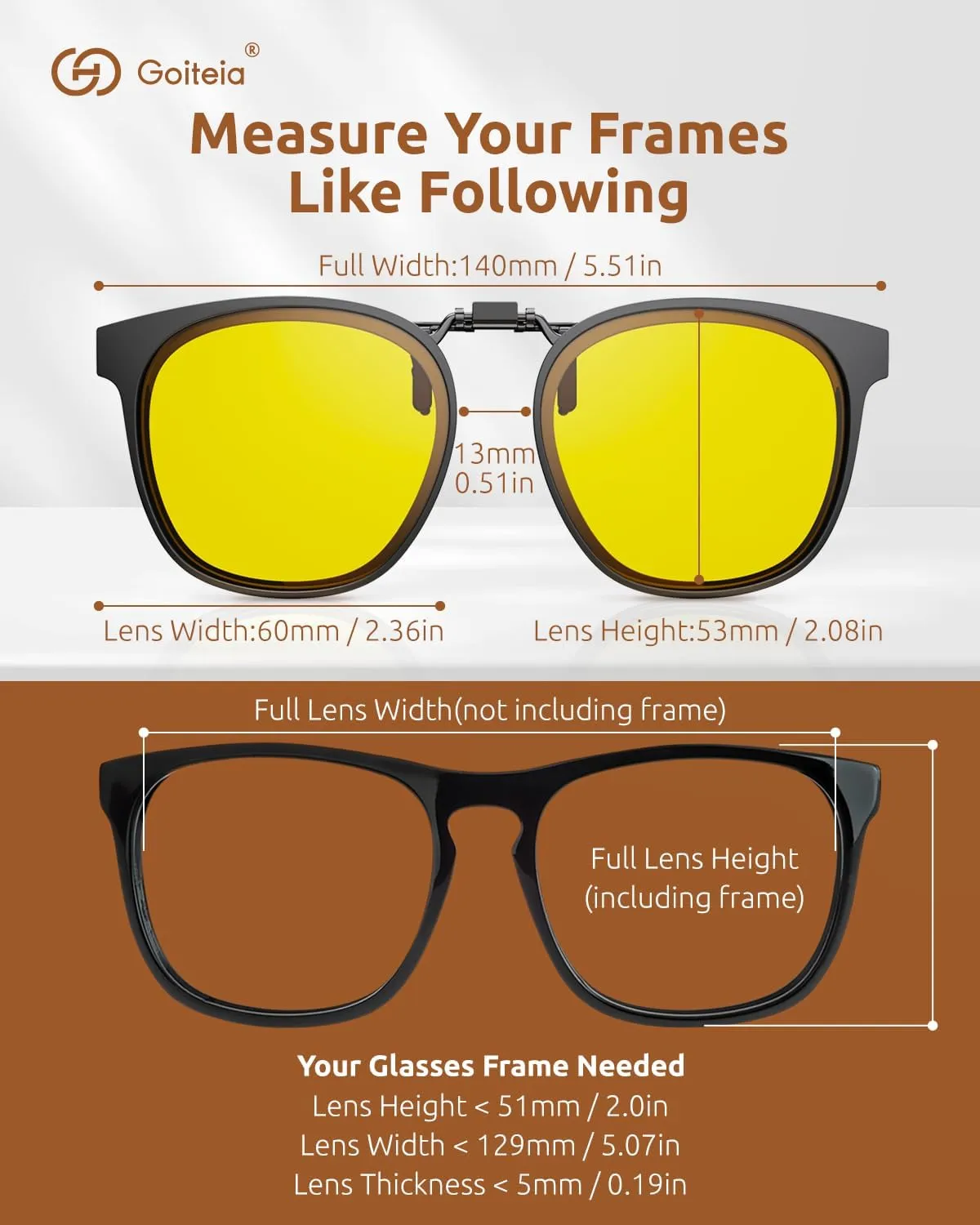 Goiteia Oversized Polarized Clip on Sunglasses over Prescription Glasses for Women Men, Round Stylish Framed Like Sunglasses