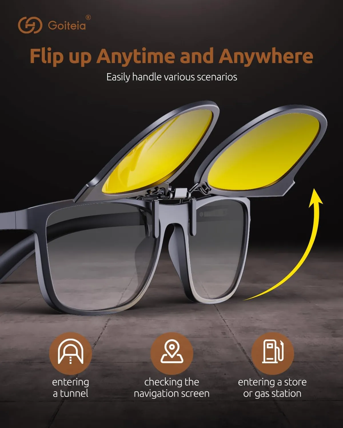 Goiteia Oversized Polarized Clip on Sunglasses over Prescription Glasses for Women Men, Round Stylish Framed Like Sunglasses