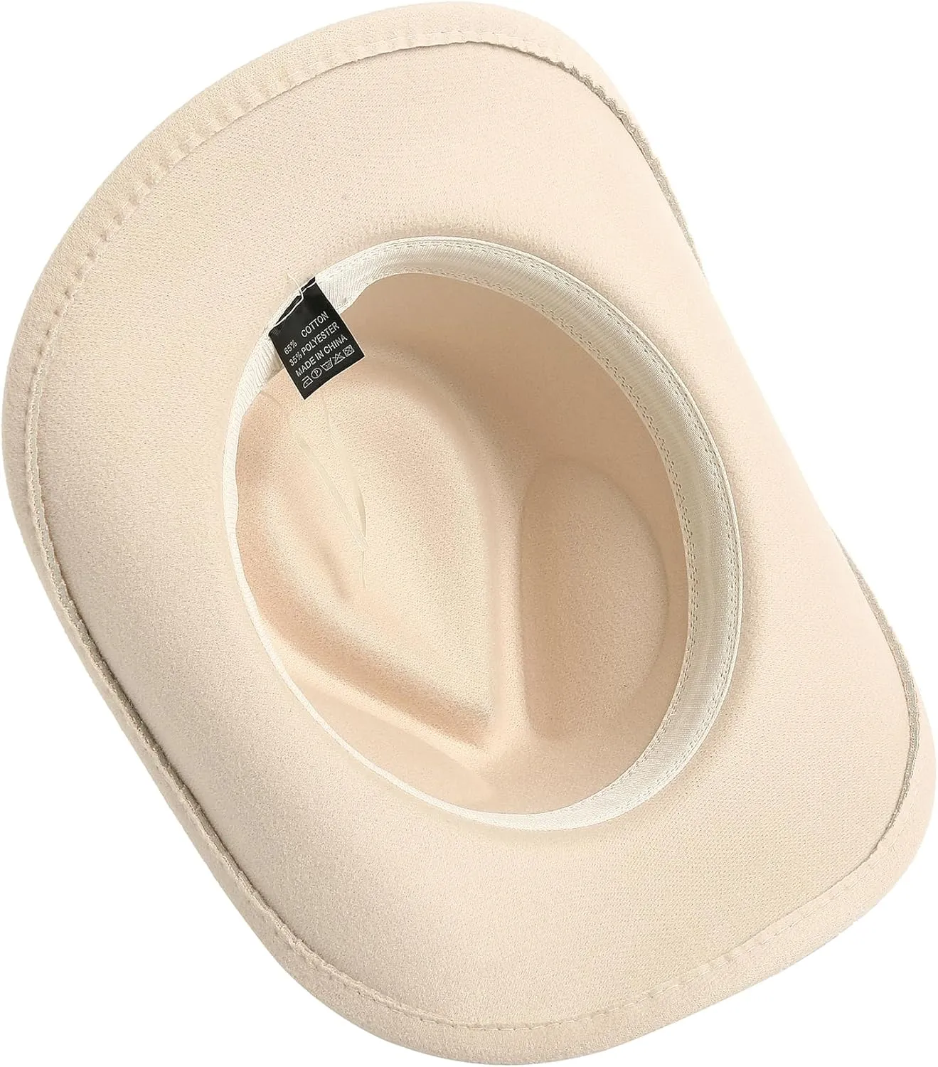 Lanzom Women Men Felt Wide Brim Western Cowboy Hats Belt Buckle Panama Hat