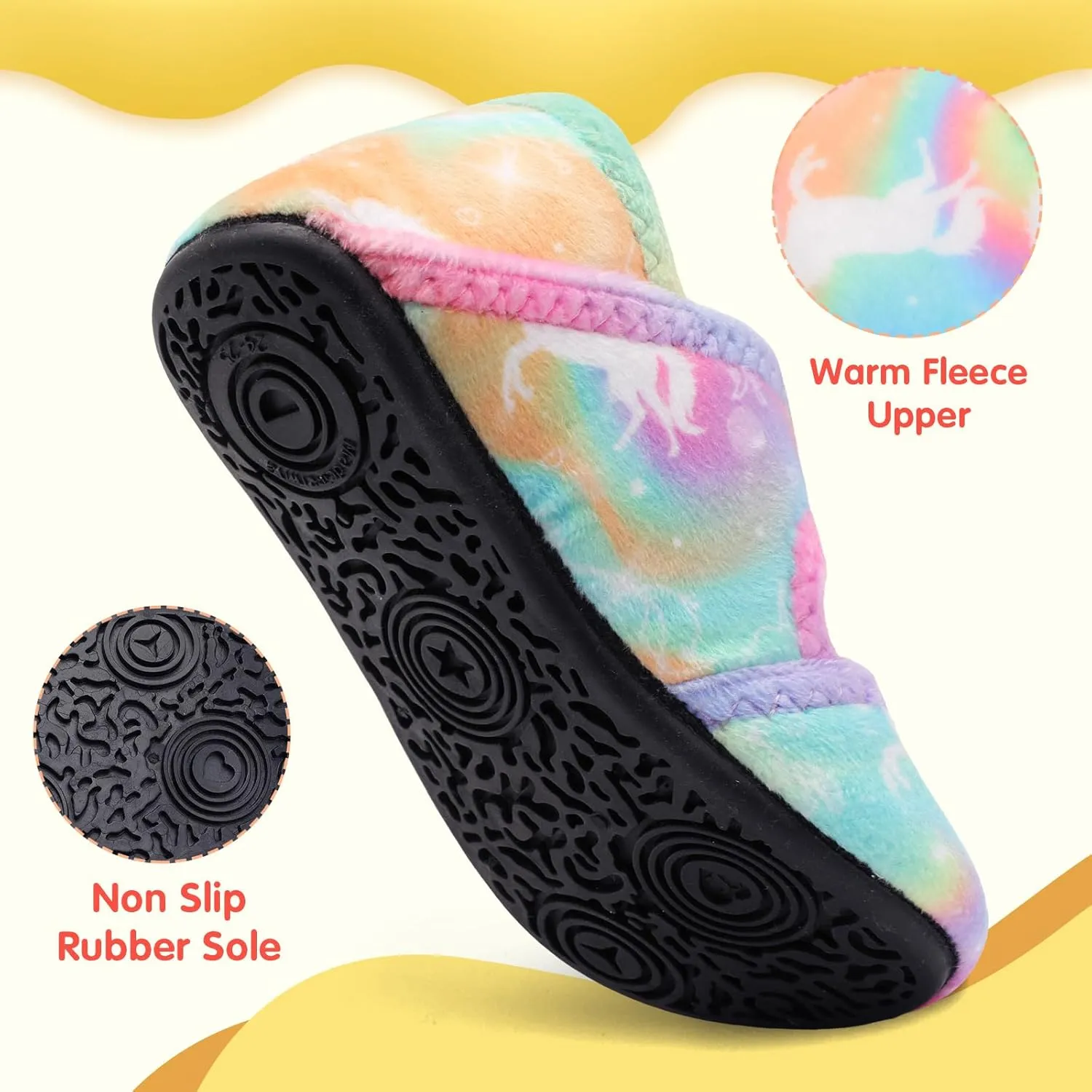 LeIsfIt Toddler Slippers - Boys & Girls Wide Adjustable House Shoes, Warm Winter Non-Slip Indoor/Outdoor Slippers