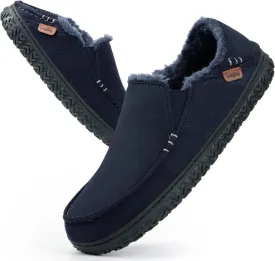 LongBay Men's Moccasin Slippers Cozy Breathable Memory Foam House Shoes for Indoor Outdoor