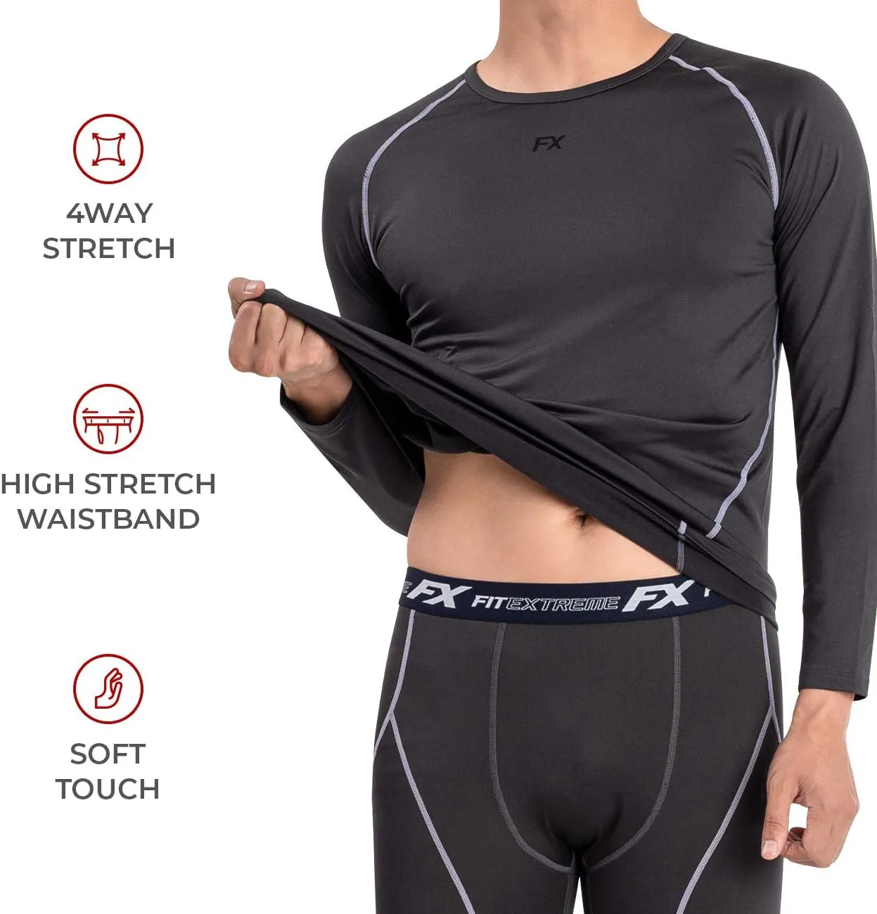 MAXHEAT Mens Thermal Underwear Long Johns Set with Fleece Lined